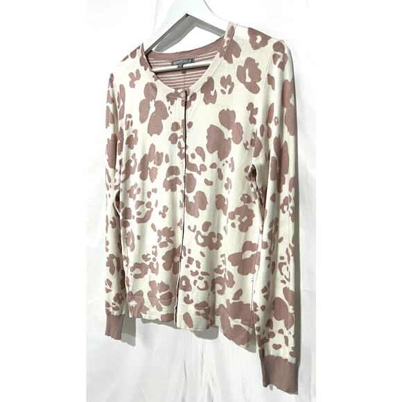 Daniel Rainn Jude Contrast Cuff Button Front Cardigan Pink Ivory Women's Large - Picture 9 of 12